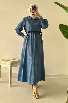 لباس حجاب سرمه ای زنانه کلوش Tesettür Diyarı - کد 857291512