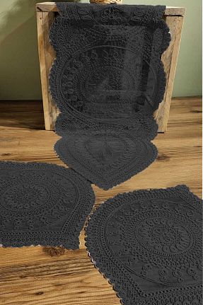 رومیزی مشکی پلی استر Çt Çeyizci Tekstil - کد 893365193