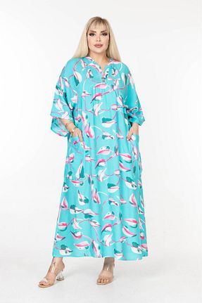 لباس سایز بزرگ فیروزه ای زنانه بافتنی mervemoda - کد 895150771