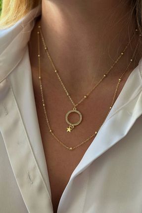 گردنبند جواهر طلائی زنانه زیرکن Trendy Butik - کد 818727294