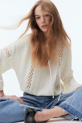 بلوز بژ زنانه یقه دوچرخه H&M - کد 893472607