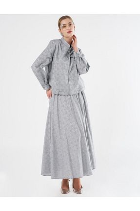 ست بالاتنه و پائین تنه حجاب طوسی زنانه رگولار Kayra - کد 893530791