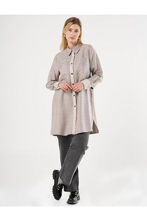 تونیک حجاب بژ ویسکون Kayra - کد 893530778