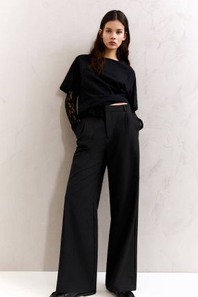 شلوار مشکی زنانه پلی استر Pull & Bear - کد 893742609
