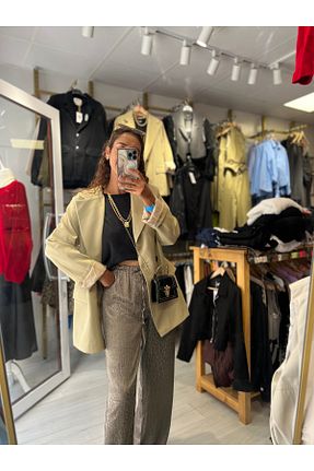 کت بلیزر سبز زنانه سایز بزرگ Butik - کد 893584997