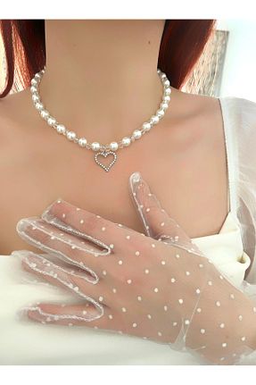 گردنبند مروارید سفید مروارید آب شیرین bohemian takı tasarim - کد 893597050