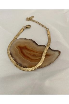 دستبند جواهر زرد زنانه استیل (فولاد) mehbek - کد 880917292