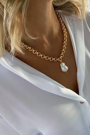 گردنبند جواهر طلائی زنانه مروارید Bonnjerra Jewellery - کد 881282350