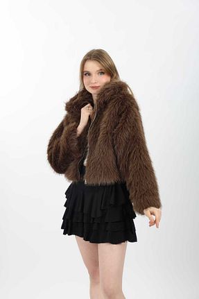 کاپشن قهوه ای زنانه رگولار MODA DURAĞI - کد 895619947