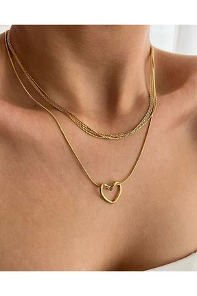 گردنبند استیل ( فولاد ) زرد زنانه استیل ضد زنگ BORENO - کد 876340370