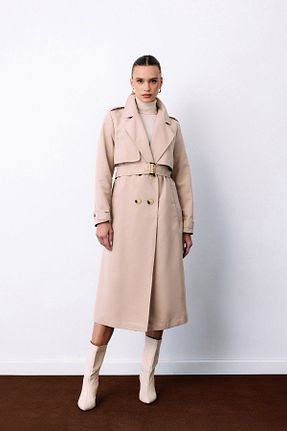 ترنچکت بژ زنانه پلی استر Sateen - کد 884237932