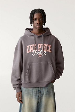 سوئیشرت طوسی مردانه چاپی Pull & Bear - کد 893791899