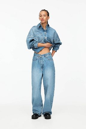 شلوار جین آبی زنانه پاچه گشاد Pull & Bear - کد 893797892