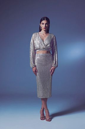دامن بژ زنانه ساتن Sateen - کد 893790373