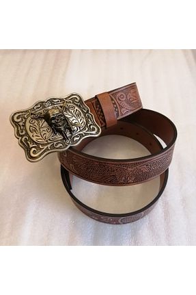 کمربند قهوه ای زنانه چرم مصنوعی Butik Tülin - کد 893802567