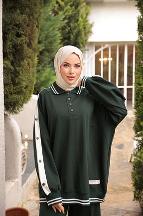 ست بالاتنه و پائین تنه حجاب خاکی زنانه اورسایز MİMİ Luxury Wear - کد 893492405