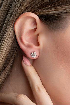 گوشواره نقره طوسی زنانه 925 عیار Silvano Jewelry - کد 893920209