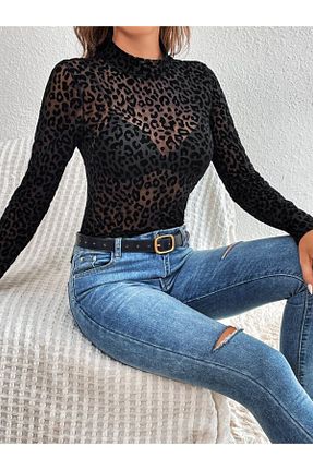 بلوز مشکی زنانه پلنگی Mefa basic - کد 893997354