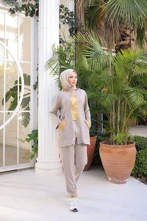 ست بالاتنه و پائین تنه نباتی زنانه بافتنی MİMİ Luxury Wear - کد 881373879
