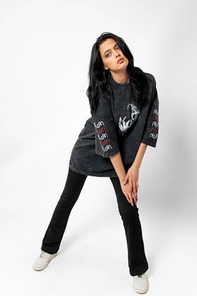 تیشرت مشکی زنانه اورسایز Bak Moda - کد 798181603
