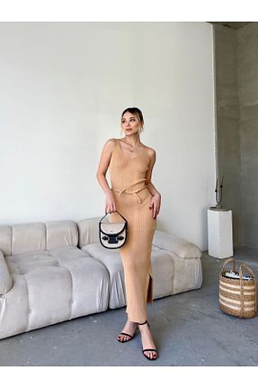 لباس بژ زنانه بافتنی novalook - کد 894006805