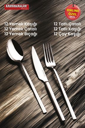 قاشق و چنگال و کارد مشکی 6 نفره Kahramanlar - کد 63036061
