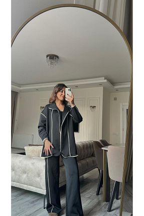 ست بالاتنه و پائین تنه مشکی زنانه اورسایز SOFT - کد 894037318