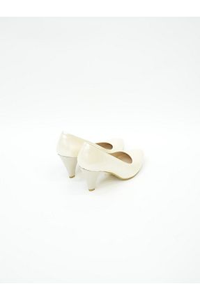 کفش پاشنه بلند کلاسیک سفید زنانه چرم لاکی EYMEN SHOES - کد 895755041