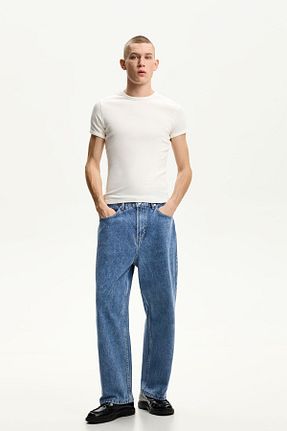 شلوار جین آبی مردانه پاچه لوله تفنگی Bershka - کد 894065592