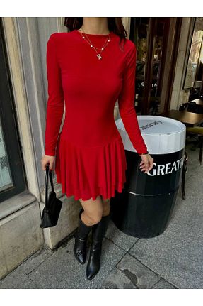 لباس قرمز زنانه بافتنی Miss fashion - کد 894060715