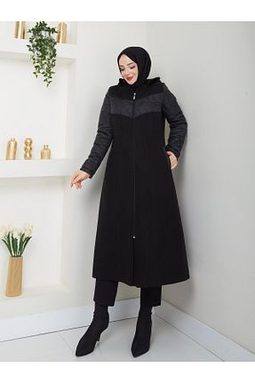 پالتو پشمی حجاب مشکی زنانه رگولار Günay Karaca - کد 894070290