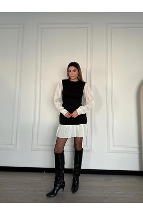 لباس مشکی زنانه تریکو Moda Hour - کد 894099408