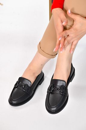 کفش لوفر مشکی زنانه چرم مصنوعی CAPRİ MODA - کد 896723587