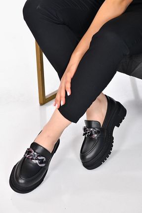 کفش لوفر مشکی زنانه چرم مصنوعی CAPRİ MODA - کد 896723361