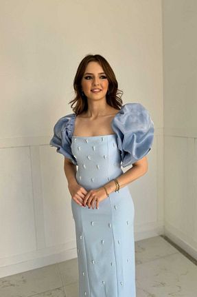 لباس آبی زنانه بافتنی MODA DURAĞI - کد 894097927