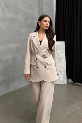 ست بالاتنه و پائین تنه بژ زنانه بافتنی msm fashion - کد 894135924