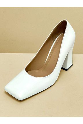 کفش پاشنه بلند کلاسیک سفید زنانه چرم لاکی lescarpe - کد 894156116