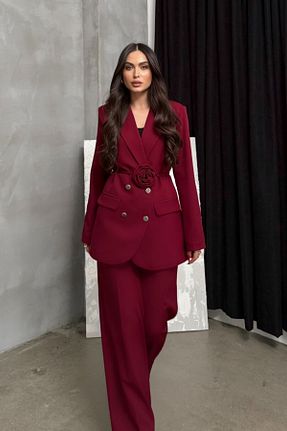 ست بالاتنه و پائین تنه زرشکی زنانه بافتنی msm fashion - کد 894135661