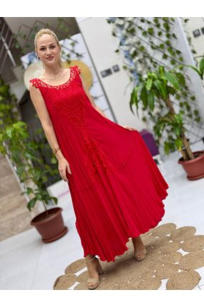 لباس قرمز زنانه بافتنی Punta Otantik - کد 894162243