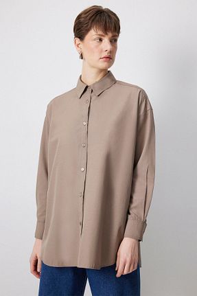 پیراهن حجاب قهوه ای زنانه اورسایز Touche Prive - کد 779294713