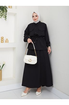 ست بالاتنه و پائین تنه مشکی زنانه بافتنی Rema - کد 894183594