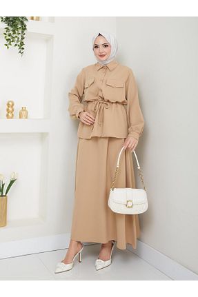 ست بالاتنه و پائین تنه بژ زنانه بافتنی Rema - کد 894184114