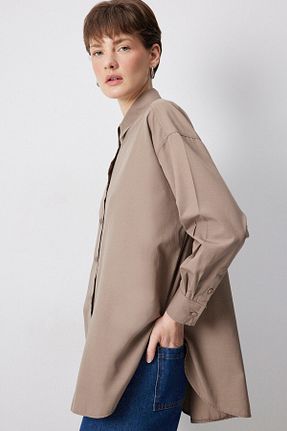 پیراهن حجاب قهوه ای زنانه اورسایز Touche Prive - کد 779294713