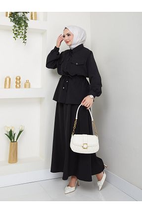 ست بالاتنه و پائین تنه مشکی زنانه بافتنی Rema - کد 894183594