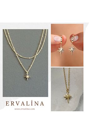 ست جواهر زرد زنانه فلزی Ervalina - کد 894179348