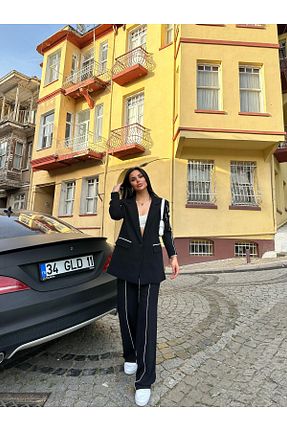 کت و شلوار مشکی زنانه یقه کتی Bella Breeze - کد 896025301