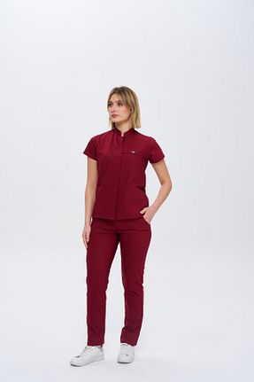 ست بالاتنه و پائین تنه زرشکی زنانه ویسکون DENİZ MEDİKAL GİYİM - کد 894187508