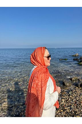شال نارنجی زنانه پنبه ای Modechic Collection - کد 894356921