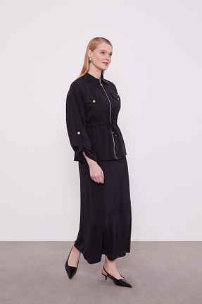 ست بالاتنه و پائین تنه حجاب مشکی زنانه اورسایز Levidor - کد 894355289
