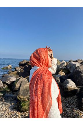 شال نارنجی زنانه پنبه ای Modechic Collection - کد 894356921